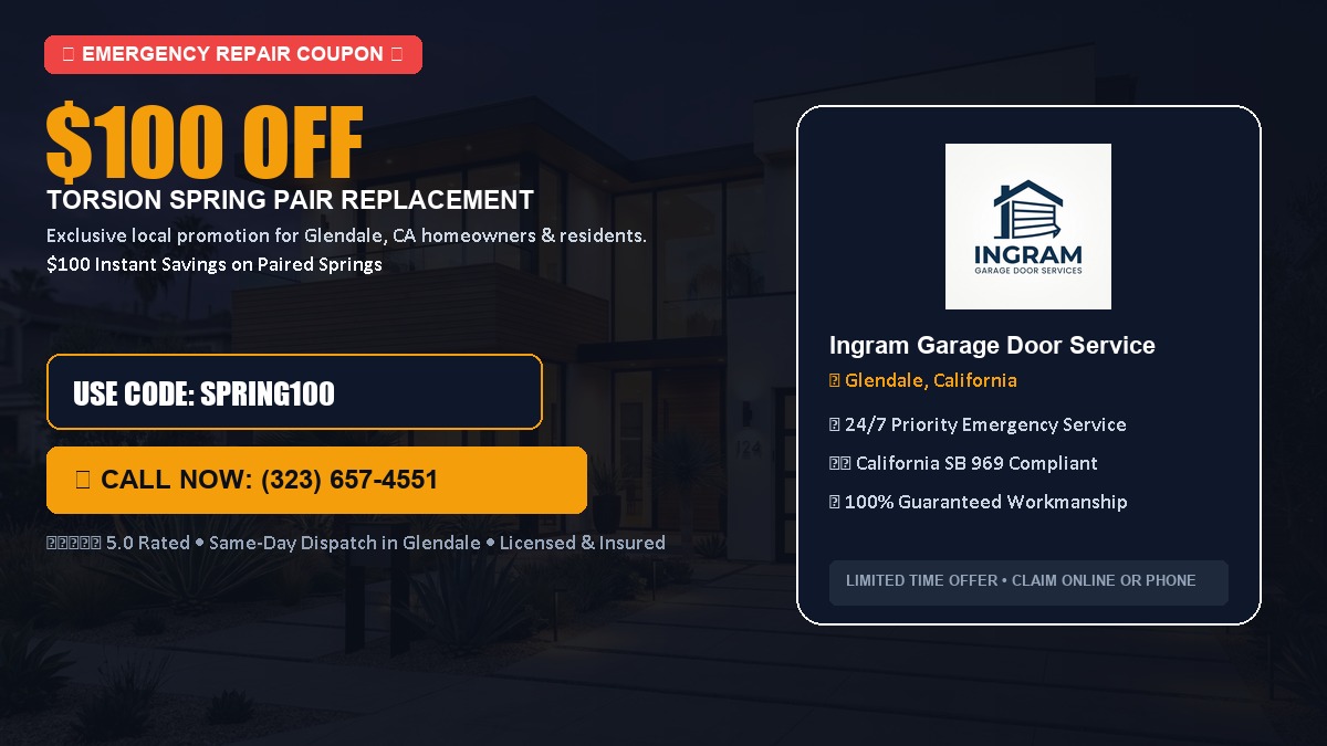 $100 OFF Heavy-Duty Torsion Spring Pair Replacement in Glendale, CA